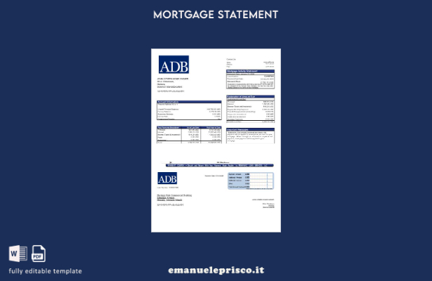 estratto conto mutuo bancario ADB delle Isole Salomone in stile verificato nel m